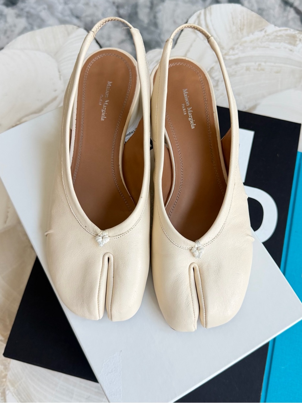 Maison Martin Margiela Ivory Tabi Slingback Flats